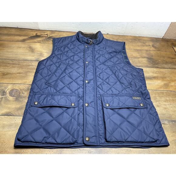 POLO Ralph Lauren Polo Club Quilted Navy Blue Vest Corduroy Collar Men’s XL
